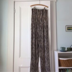 Strapless animal print pantsuit